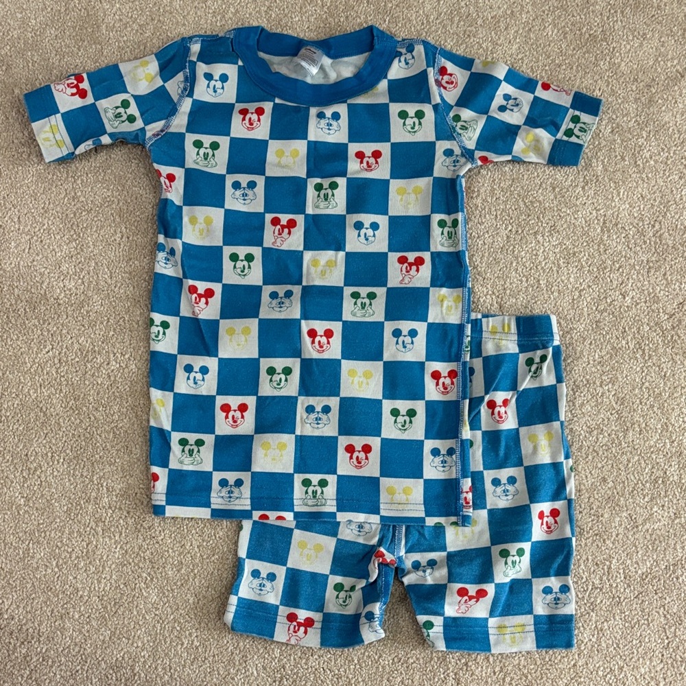 Disney Blue Checkerboard Mickey Mouse Pajama Set, Size 8, 130cm